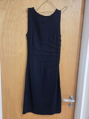 Jacob Navy Sleeveless Pleated Sheath Dress
